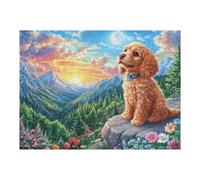 Puzzle De 500 Piezas para Adultos Golden Retriever Montaña Paisaje 52×38cm Regalo De Graduación para Estudiantes Ideal para Entrenamiento Cerebral Relajación Después De Los