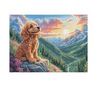 Puzzle De 500 Piezas para Adultos Golden Retriever Paisaje de montaña 500 PCS 52×38cm Nivel Experto Puzzle Desafiante Ideal para Coleccionistas Entrenamiento De Pensamiento Lógico