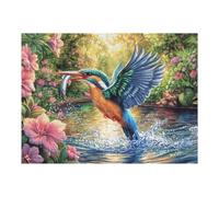 Puzzle De 500 Piezas para Adultos Martín Pescador pescando un pez 500 PCS 52×38cm Regalo De Jubilación para Mayores Ideal para Salud Cerebral Entrenamiento De Memoria Regalo