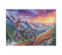 Puzzle De 500 Piezas para Adultos Motociclista Puesta de Sol 52×38cm Cartón Grueso Resistente Impresión HD Alivio del Estrés Ideal para Hobby Ocio En Casa Noches