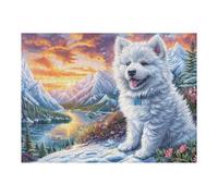Puzzle De 500 Piezas para Adultos Perro Samoyedo Invierno Nevado 52×38cm Regalo De Graduación para Estudiantes Ideal para Entrenamiento Cerebral Relajación Después De Los