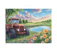 Puzzle De 500 Piezas para Adultos Tractor Otoño Granja Campo 52×38cm Actividad De Team Building para Compañeros De Oficina Juego De Grupo Divertido Mejora La