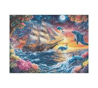 Puzzle De 500 Piezas para Adultos Velero océano Atardecer 500 PCS 52×38cm Puzzle De Arteterapia Ideal para Salud Mental Alivio del Estrés Regulación Emocional Regalo Divertida