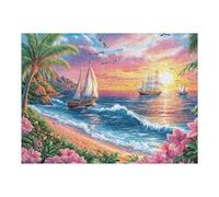 Puzzle De 500 Piezas para Adultos Velero Océano Puesta de Sol 52×38cm Puzzle Profesional para Aficionados Ajuste Rebabas Juegos Educativos