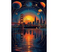 Puzzle de 6000 Piezas para Adultos - Puente Ciudad Espacial | Rompecabezas para Adultos 179x105cm | Piezas de Encaje Letras en la Parte Posterior | Decoración para el Hogar