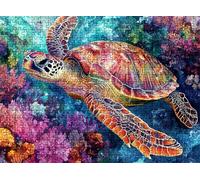 Puzzle de 6000 Piezas para Adultos, Puzzle de Madera, Rompecabezas de Gran Detalle y Colores Vibrantes - Un Desafío Divertido para Toda la Familia, 179.5 x 105.5 cm Tortuga Marina Fondo mar w0-219