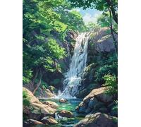 Puzzle de 90 Piezas para Adultos Cascada de Green Woods, un Rompecabezas Desafiante y Difícil, Juego Educativo y Estimulante, Puzzles Divertido para Toda la Familia