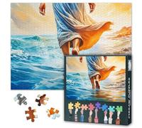 Puzzle de arte cristiano de Jesús, 1000 piezas, adultos, sofisticado puzle familiar, caminar sobre el agua (basado en la fe), regalo religioso para accesorios del hogar (70 x 50 cm)