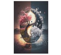 Puzzle de arte de cerezo japonés para adultos, 1000 piezas, tablero reciclado de alta calidad, para aprender, juguetes educativos, juegos familiares, puzzle de madera para niños (78 x 53 cm)