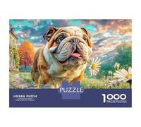 Puzzle de Bulldog en el jardín, 1000 piezas, juego de rompecabezas retro de fincas desafiantes juegos de actividades familiares, colorido, complicado, cartón 100% reciclado para adultos y niños, a