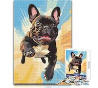 Puzzle de Bulldog Francés Saltando 1000 Piezas para Adolescentes, Juego de Aprendizaje de Pensamiento Estratégico, Regalo Ideal para Cualquier Evento, Tamaño 38x52cm