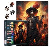 Puzzle de calavera para adultos, 1000 piezas, esqueletos bailando alegría, vida y muerte con música tradicional y rompecabezas de danza, rompecabezas imposibles, 50 x 70 cm