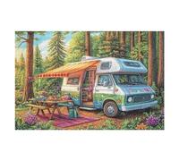 Puzzle De Calidad Camping-Car Forêt Pique-nique Camping Vie décontractée Rural Sauvage 1000 Piezas para Adultos Divertido Creativo Y Cautivador Ocio Y Entretenimiento 1000 PCS（75x50cm）