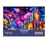 Puzzle de castillo de cuento de hadas, 1000 piezas, juego de rompecabezas de nebulosa secreto desafiante para actividades familiares con diversión extra, cartón 100% reciclado para niños, 70 x 50 cm