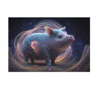 Puzzle de cerdo de madera, 1000 piezas, rompecabezas para adolescentes y adultos, juguete creativo, rompecabezas, (75 x 50 cm)