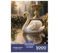 Puzzle de cisne blanco de 1000 piezas, rompecabezas de agua, rompecabezas, 100% cartón reciclado, decoración del hogar, 38 x 26 cm, 1000 unidades
