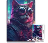 Puzzle de Ciudad con Gafas de Gato y Chaqueta, 1000 Piezas para Adultos, Juego Educativo de Entrenamiento Mental, Regalo Sorpresa Ideal para Seres Queridos, Tamaño 38x26cm