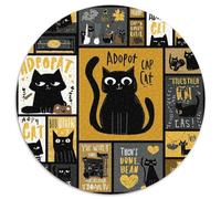 Puzzle de collage de gato negro, 1000 piezas, rompecabezas redondo, estilo retro americano, imposible, pesado, sofisticado, regalo creativo para adolescentes y adultos, 1000 unidades (67,5 x 67,5 cm)