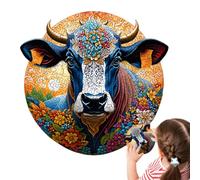 Puzzle de - Cubo, Madera con diseño de artística Highland en A3/A4/A5, Abstracto Floral Ideal para Las Horas de relajación de la Familia, Amigos o como Regalo