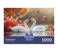 Puzzle de dos cisnes enamorados de 1000 piezas, rompecabezas de otoño para aliviar el estrés, rompecabezas familiar, 100% cartón reciclado para toda la familia, 70 x 50 cm, 1000 unidades