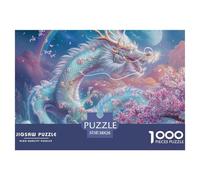 Puzzle de dragón, 1000 piezas, diseño de flores de cerezo, arco iris, juego de habilidad imposible, 100 % cartón reciclado para toda la familia, 38 x 26 cm, 1000 unidades