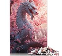 Puzzle de dragón de Sakura blanco, 1000 piezas, juego educativo, juguete desafiante imposible para adultos y niños, 300 unidades (40 x 28 cm)