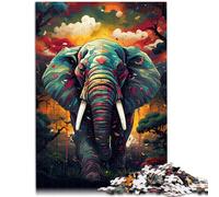 Puzzle de elefantes de 1000 piezas para adultos, juego de juguetes de 50 x 70 cm, con póster y hoja de preguntas para los 14 años y más