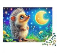 Puzzle de Erizo Observador de Estrellas 1000 Piezas Rompecabezas de Estrella y Luna Juego Estimulante Nivel de Dificultad Alto Cartón Reciclado 100% para Adultos 38x26cm/1000 piezas