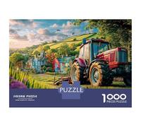 Puzzle de escena de tractor rural, 1000 piezas, diseño vintage de paisaje rural, rompecabezas familiar, divertido para aprender, 100% cartón reciclado para adultos, a partir de 14 años, 52 x 38 cm