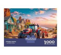 Puzzle de escena de tractor rural, 1000 piezas, diseño vintage de paisaje rural, rompecabezas familiar, divertirse aprendiendo, cartón 100% reciclado para adultos y a partir de 14 años, 70 x 50 cm