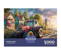 Puzzle de escena de tractor rural, 1000 piezas, estilo vintage, estilo rural, rompecabezas familiar, divertirse aprendiendo, cartón 100% reciclado para adultos, a partir de 14 años, 70 x 50 cm, 1000