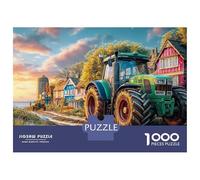 Puzzle de escena de tractor rural, 1000 piezas, puzle vintage de paisaje rural, desafiante juego de actividad familiar, ideal para relajarse, cartón 100% reciclado para decoración del hogar, 70 x 50