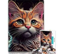 Puzzle de Gato con Cara de Animal Pop Art para Adultos 1000 Piezas con Piezas aleatorias Totalmente entrelazadas para niños Mayores de 14 años (26x38cm)