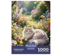 Puzzle de gato de 1000 piezas, rompecabezas de jardín, un rompecabezas desafiante, 100% cartón reciclado, regalos para mujeres, hombres 70 x 50 cm/1000 piezas