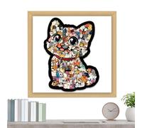 Puzzle de gato de madera - Desarrollar el pensamiento lógico, diseño felino lindo, estético artístico, 218 mm de ancho + dificultad extremadamente difícil, grano de roble pulido de calidad