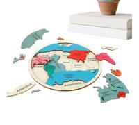 Puzzle de Geografía | Juguete Educativo de Madera de Continentes - Puzzle Colorido de Mapamundi en Piezas | para Niños Preescolar Juego Educativo en Casa