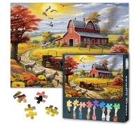 Puzzle de granja americana para adultos, 1000 piezas para adultos, pacíficas puestas de sol rurales con una granja, rompecabezas de 70 x 50 cm, juego de habilidad imposible para toda la familia
