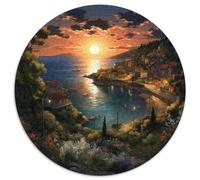 Puzzle de la ciudad de la costa de 1000 piezas, rompecabezas circulares de océano para adultos, juguete dagógico para aliviar el estrés para adolescentes, 1000 unidades (67,5 x 67,5 cm)