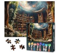 Puzzle de libros mágicos, biblioteca mágica llena de libros, con un impresionante diseño de galaxia en la tapa, rompecabezas para adultos, 1000 piezas, rompecabezas imposibles para adultos, 50 x 70 cm