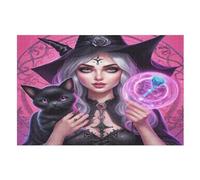 Puzzle de madera, 1000 piezas, bruja de Halloween, para niños y niñas, nivel de dificultad, juegos educativos, juguete familiar (75 x 50 cm)