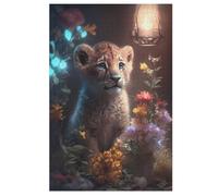 Puzzle de madera, 1000 piezas, fantasía, león, cachorro, brilla, para niños y niñas, nivel de dificultad, juegos educativos, juguete familiar 78 x 53 cm
