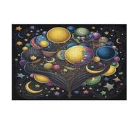 Puzzle de madera de 1000 piezas de colorido planeta, rompecabezas único, regalo para adultos, juego familiar, actividad desafiante, (75 x 50 cm)