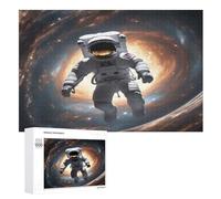 Puzzle de madera de astronauta para adultos, adolescentes, reduce el estrés, rompecabezas familiar, póster de 1000 piezas, juego educativo para niños (75 x 50 cm)