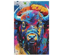 Puzzle de madera de búfalo de 1000 piezas, para adultos, desafío cerebro, juego de juguete (78 x 53 cm)