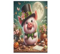 Puzzle de madera de cerdo con animales para adultos, adolescentes, reduce el estrés, rompecabezas familiar, póster de 1000 piezas, juego educativo para niños (78 x 53 cm)
