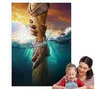 Puzzle de madera de Jesús, juguete de rompecabezas de madera de Jesús - Puzzle de Jesús a mano extendida - Juego estimulante, decoración estacional, Mano de Dios, Puzzle Mural, Adorno para aula, casa
