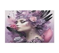 Puzzle de madera de la diosa de las rosas, 1000 piezas, puzles clásicos para adultos y niños, kit de bricolaje, juguete de madera, regalo único (75 x 50 cm)
