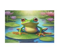 Puzzle de madera de rana de ojos grandes, 1000 piezas, puzles clásicos para adultos y niños, kit de bricolaje, juguete de madera, regalo único (75 x 50 cm)