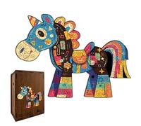 Puzzle de Madera - Decoración con Forma de Caballo Educativo | de Madera | para Viajes en Coche, Avión, Vacaciones en Familia, Abuelos y Nietos, Sala de Espera