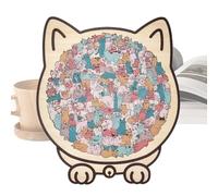 Puzzle de madera en forma de gato, 135 piezas, de escultura de gatos, juguete para combatir el aburrimiento, para niños, mujeres, familia, amantes de los gatos, Halloween, Navidad, fiesta
